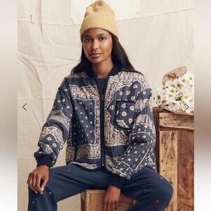 The Great Quilted Bomber Navy Bandana Print - size 1 (small)